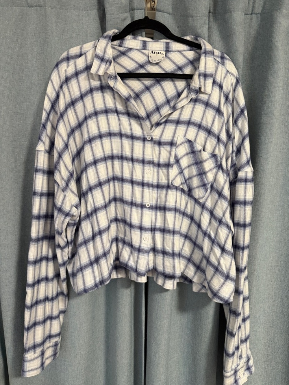 ARULA Blue and White Plaid Button-Down Shirt size C